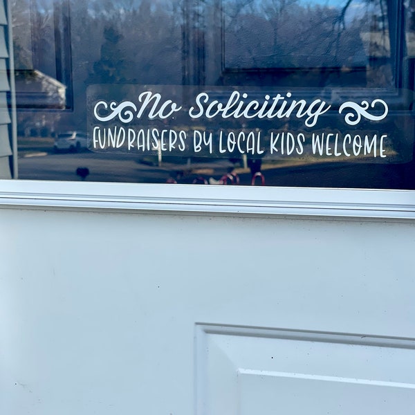 No Soliciting Window Cling - No Soliciting Decal - No Soliciting Fundraisers Welcome Sign