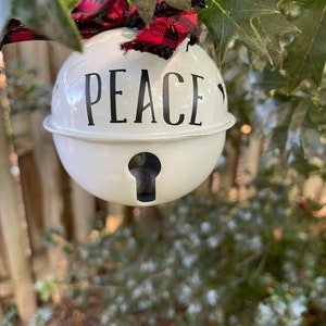 Peace Love Joy Christmas Bell Ornament - Personalized Bell Ornament