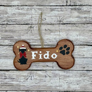 Personalized Wooden Dog Bone Ornament - Dog Christmas Ornament