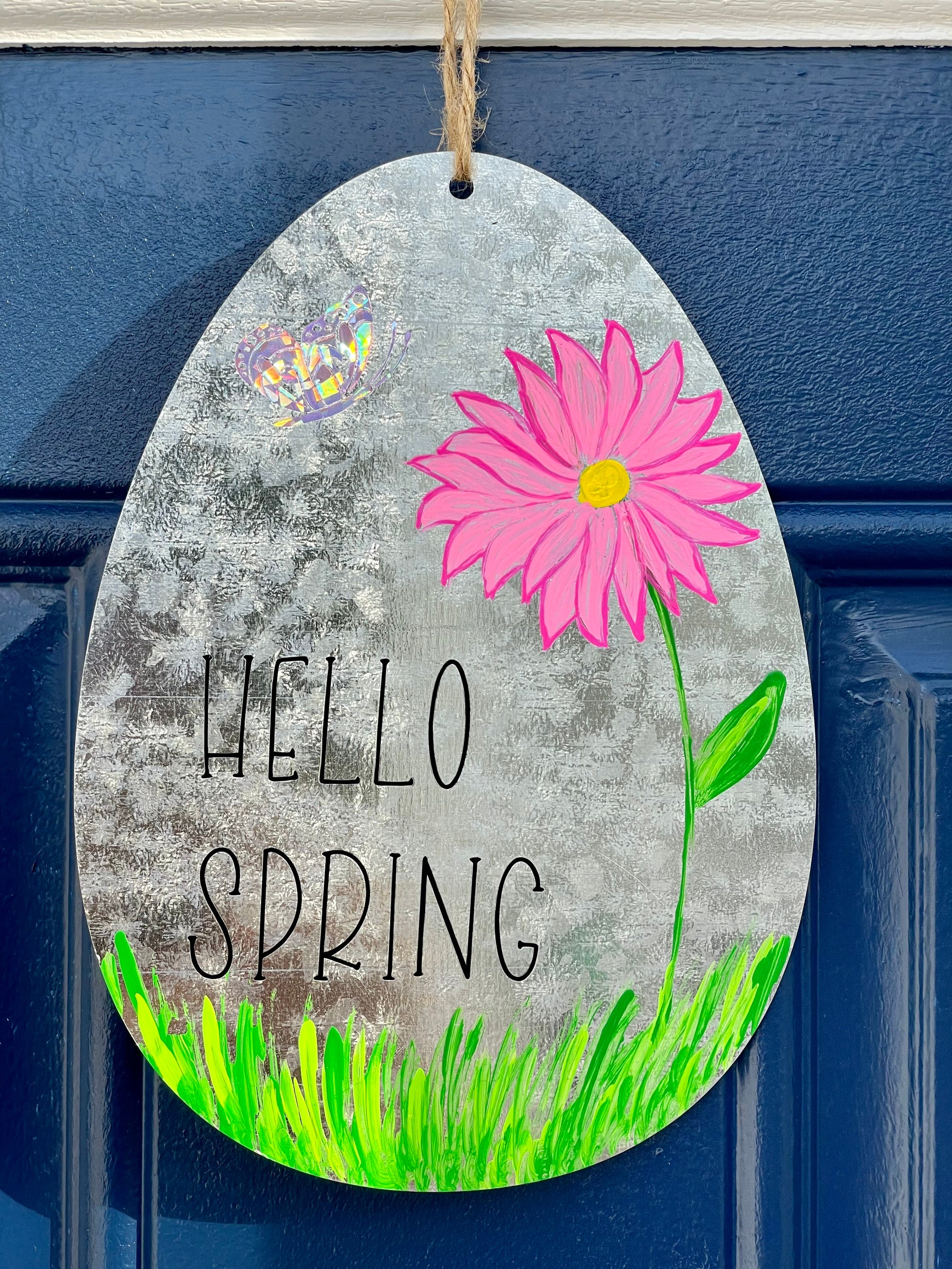 Hello Spring Block Decor Hello Spring Metal Wall Decor - Painted and Vinyl Decal Metal Spring ...