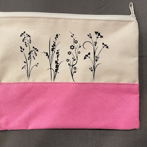 Floral Cosmetic Bag - Personalized Cosmetic Bag - Floral Zippered Pouch - Pencil Pouch