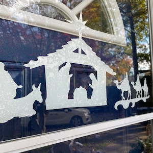 Large 9 Inch Wide Nativity Window Cling - Christmas Window Clings