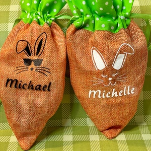 Personalized Easter Carrot Treat Bag - Bunny Carrot Canvas Pouch - Easter Basket Filler