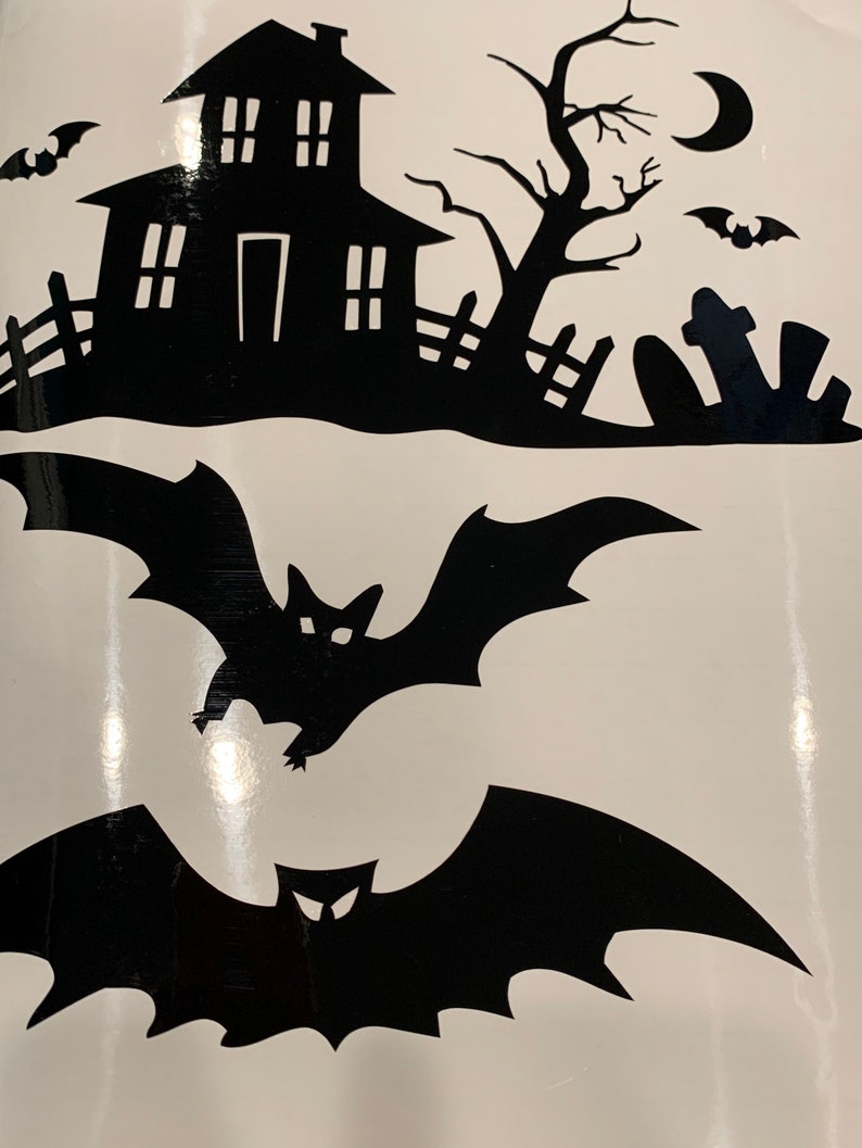 Set of Halloween Window Clings Haunted House Cling Jack O Etsy