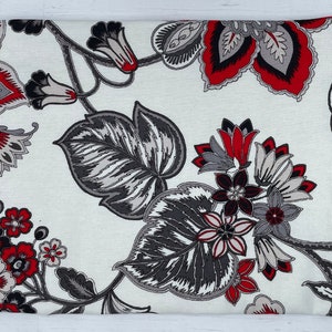 Laptop Sleeve - Red Gray Floral Fabric Laptop Sleeve - Tablet Sleeve - Book Sleeve