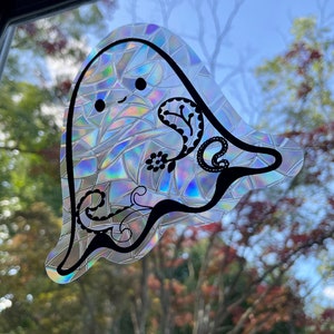 Holographic Halloween Window Clings: Paisley Bat, Ghost & Pumpkin