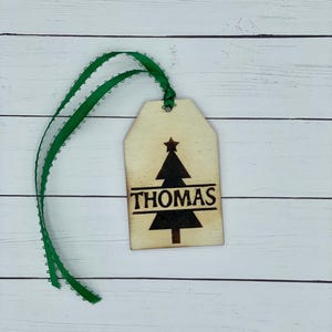Personalized Christmas Gift Tag Ornament - Wooden Gift Tag