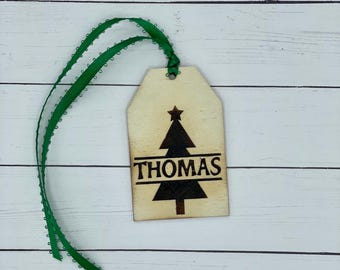 Personalized Christmas Gift Tag Ornament - Wooden Gift Tag