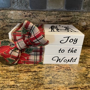 Faux Book Stack - Joy to the World Book Stack - Christmas Tiered Tray Decor - Christmas Book Stack