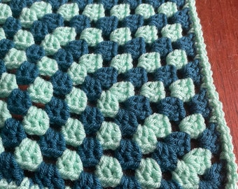 Blue & Mint Crocheted Baby Blanket - Baby Shower Gift - Baby Boy Blanket