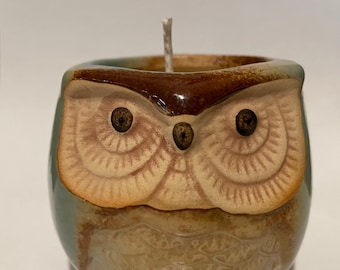 Beeswax Candle in Owl Votive - Owl Candle