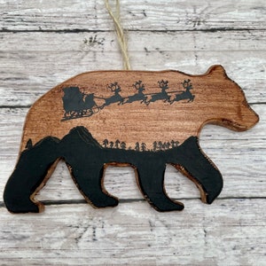 Houten berenornament - kerstman rendierornament