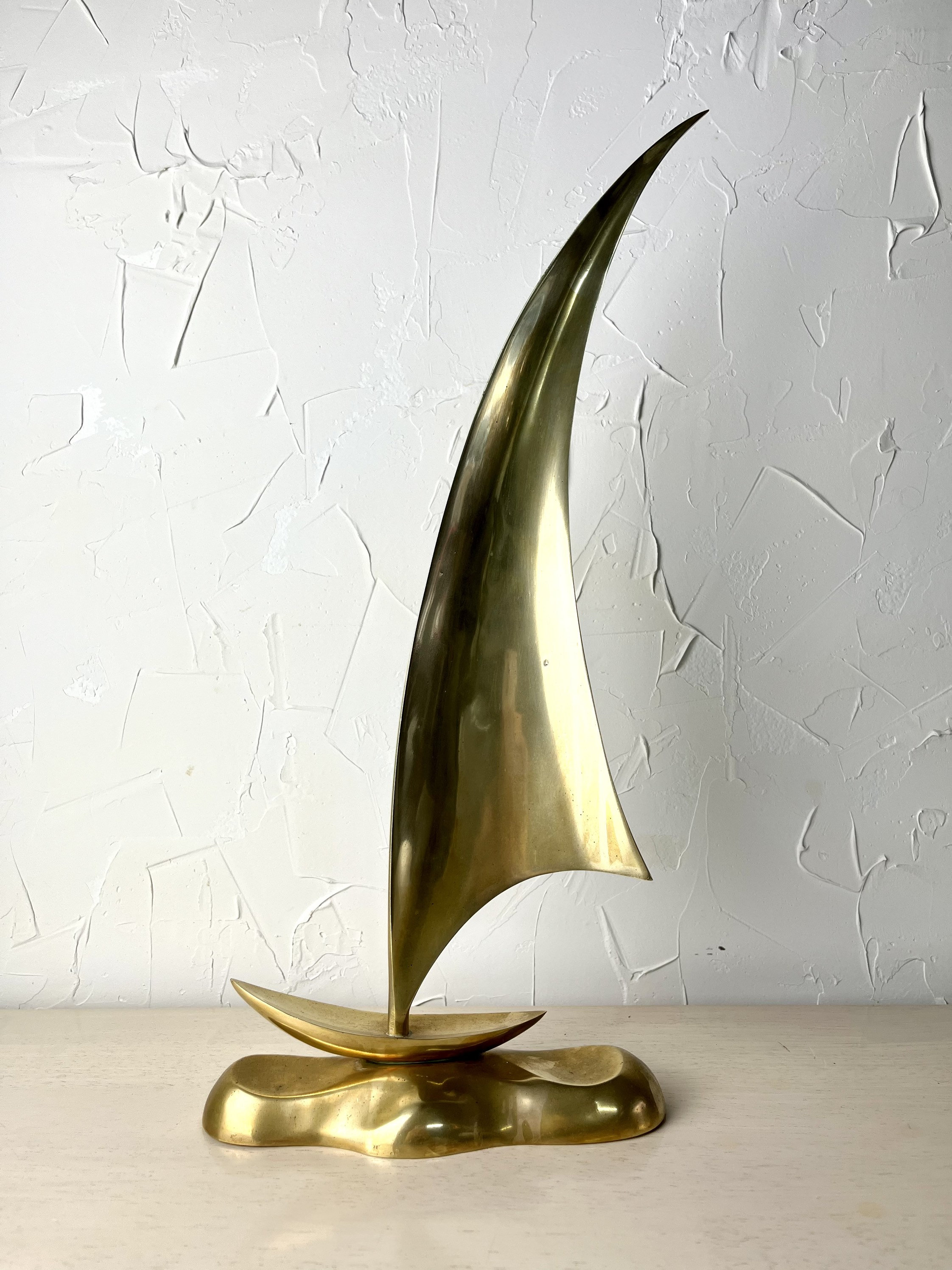 Vintage Brass Sailboat Statue Large Sailboat Sculpture Etsy