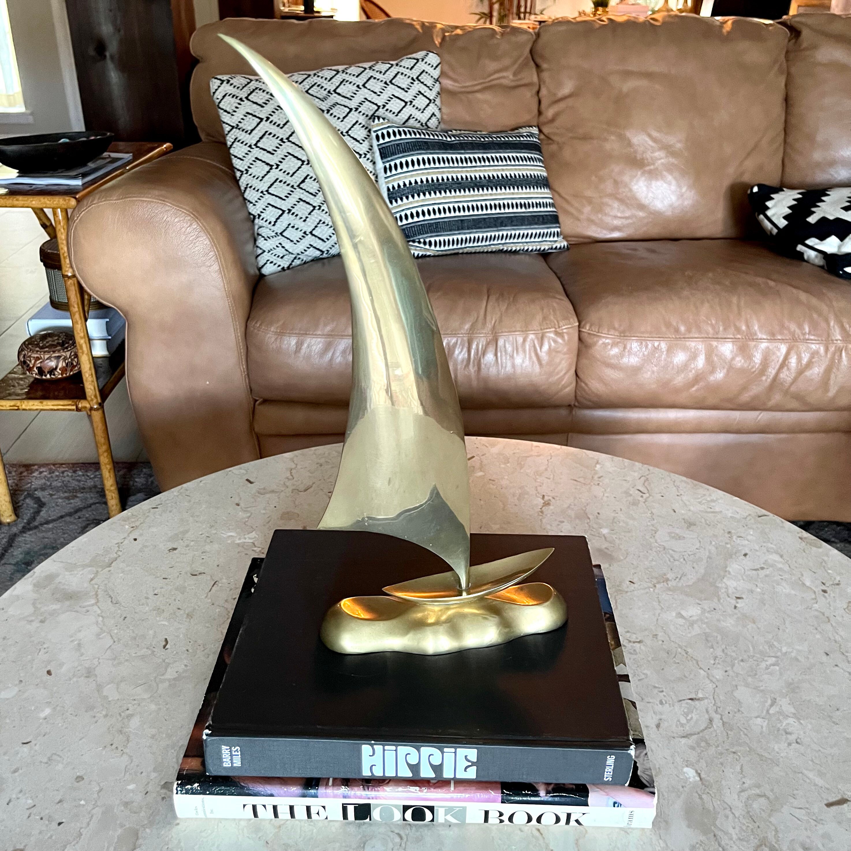 Vintage Brass Sailboat Statue Large Sailboat Sculpture Etsy