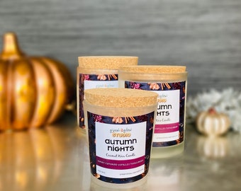 Autumn Nights Smoked Vanilla and Honey Fall Scented Candle, Coconut Wax Candle with Free Match Set
