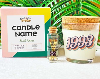 Retro Birth Year Coconut Wax Candle | Personalized Birthday Candle, Gift with Birth Year