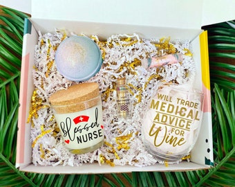 Blessed Nurse Care Package, Nurse Themed Candle Gift Basket, Gift Set for Nursing Graduate, Thank You Nurses Week Appreciation Gift