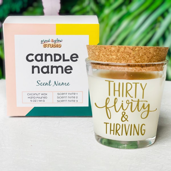 Thirty Flirty Thriving Birthday Candle, 30th Birthday Scented Candle with Gift Box, 30th Birthday Gift for Her, 30th Gift for Woman