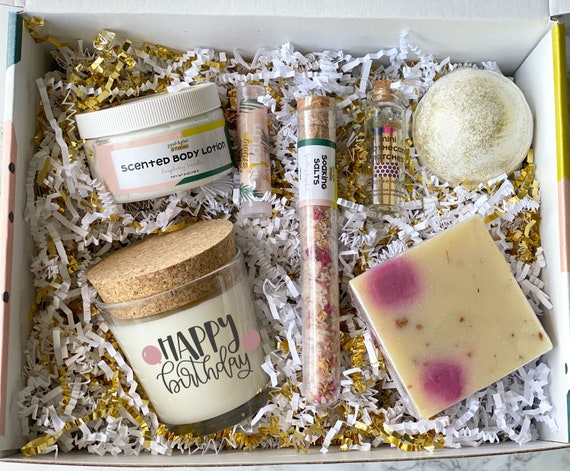 Happy Birthday Large Spa Gift Box Birthday Candle Gift Set Etsy
