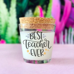 Best Teacher Ever Scented Candle, Appreciation Gift for Teacher, End of Year Gift, Glass Jar Coconut Wax Candle Cork Lid image 1