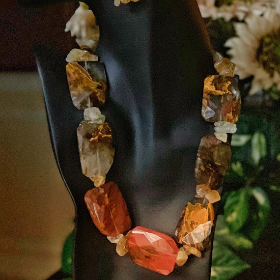 Marled Glass and Citrine Statement Necklace