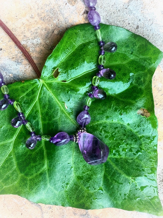 Amethyst and Peridot Briolette Necklace