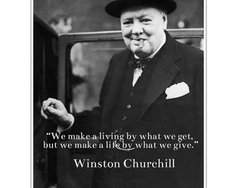 Winston Churchill 5 Inspirational Photo War Hero Motivational Quote A4 Poster