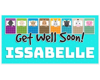 Blue Chevron Get Well Soon Banner Personalized Party Decoration