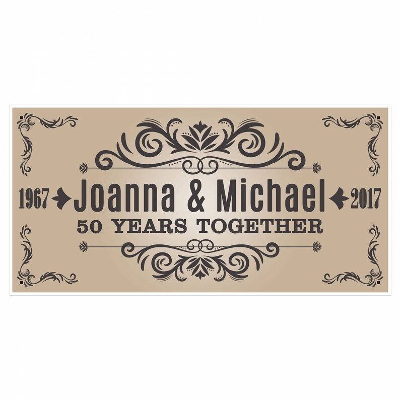Ornamental Frame Wedding Anniversary Banner Personalized Party Decoration Any Age