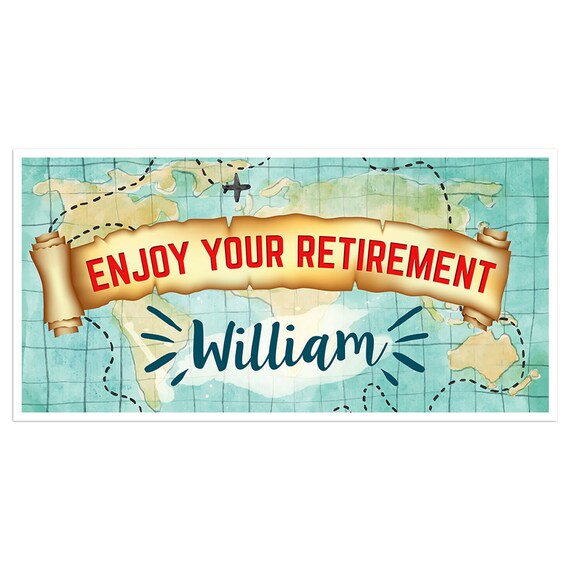 Happy Retirement Map Banner Etsy