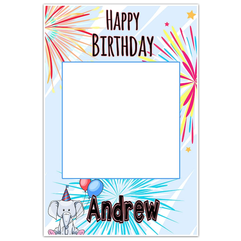 Cute Elephant Personalized Birthday Selfie Frame Poster