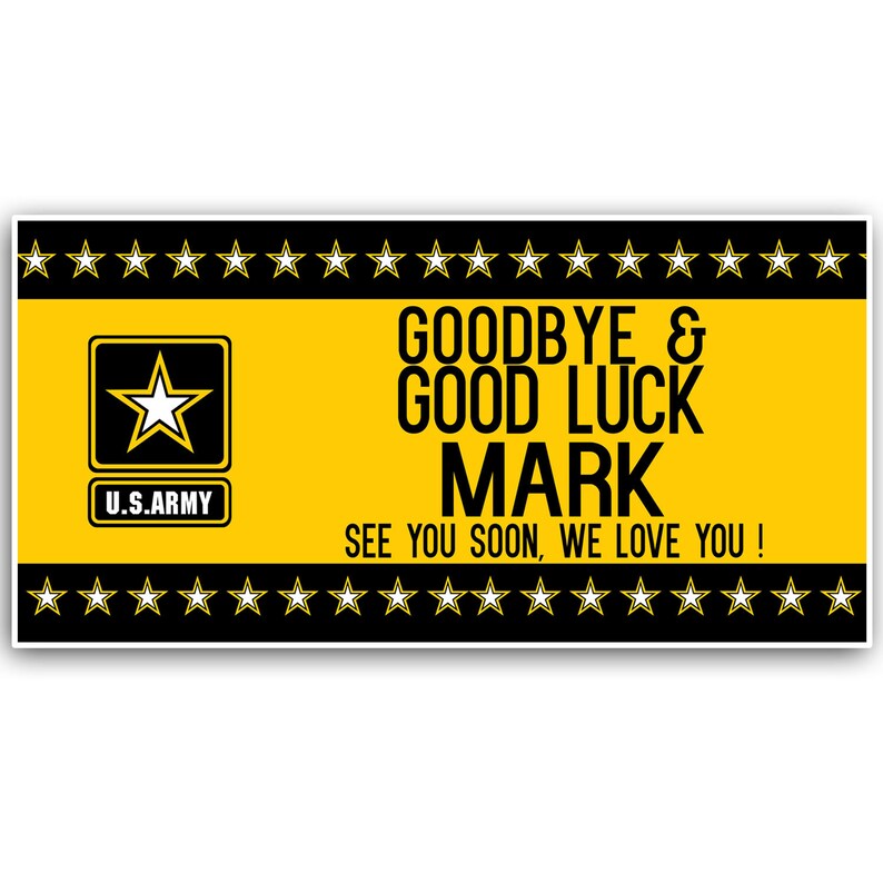 Army Military Good Luck Banner Etsy