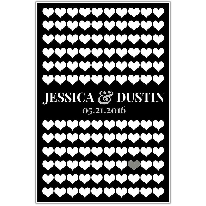 Personalized Wedding Guestbook Alternative Sign Poster 120 Hearts