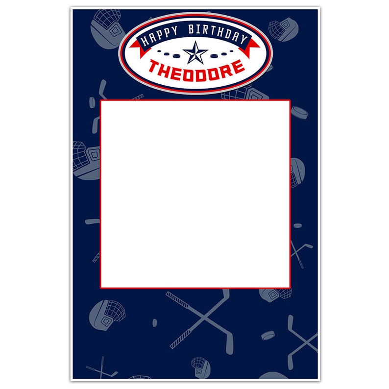 Hockey Blue and Red Personalized Selfie Frame Poster