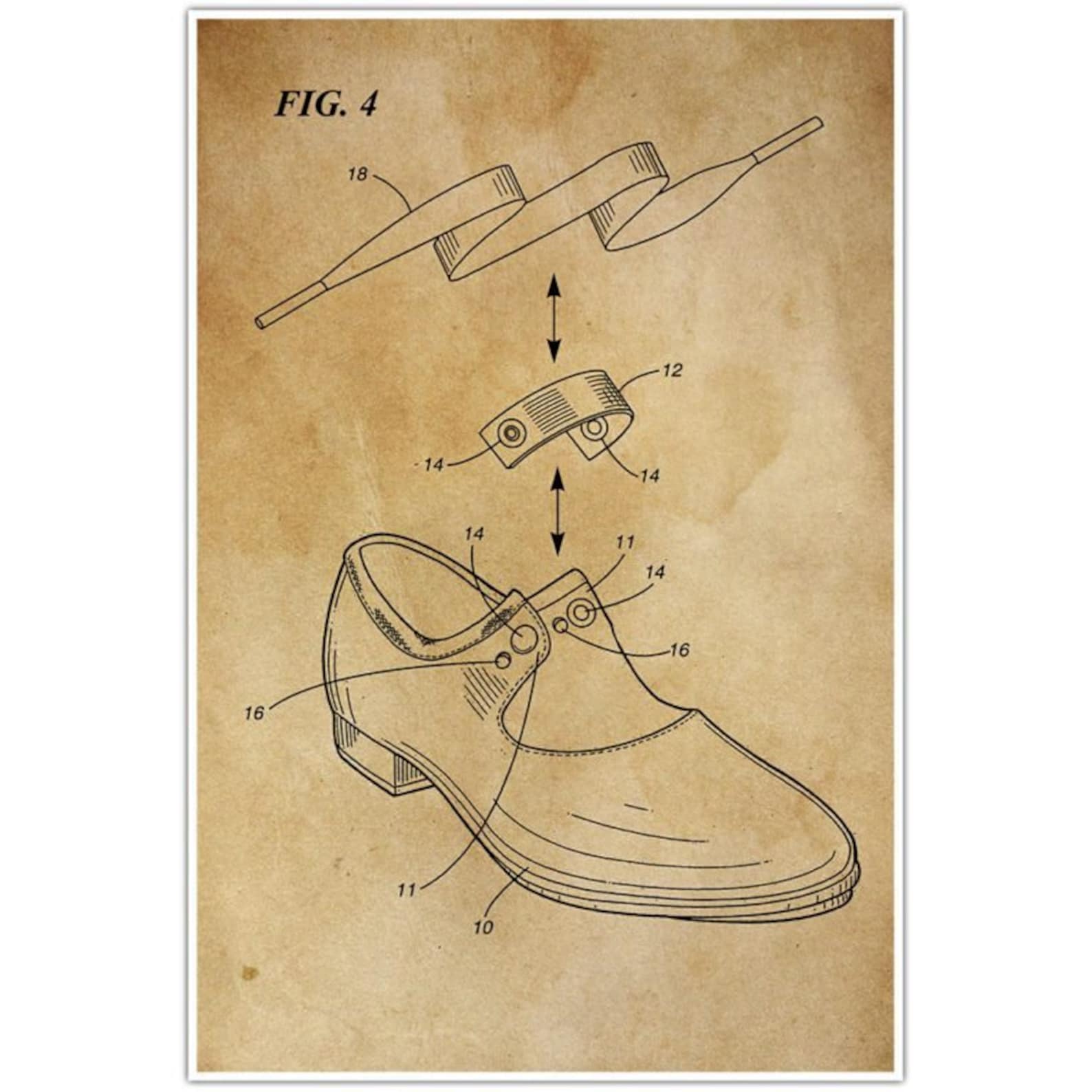 ballet tap shoes patent blueprint poster, ballerina photo art