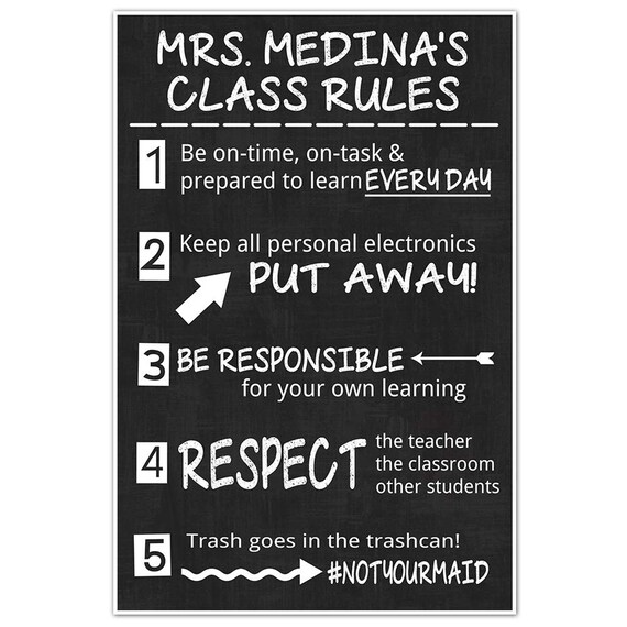 Class Rules Personalized Junior High Middle School Classroom Etsy
