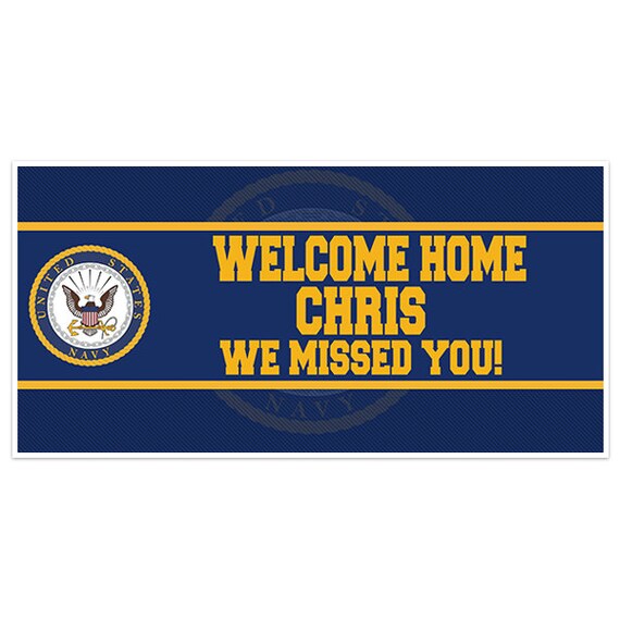 Welcome Home Navy Military Banner Party Backdrop Etsy