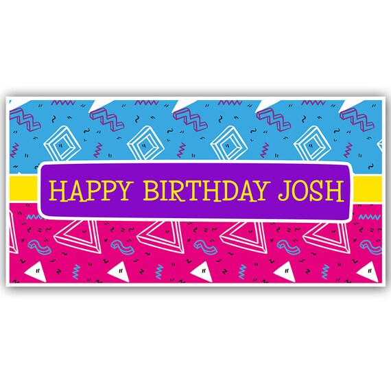 80s Abstract Birthday Personalized Banner