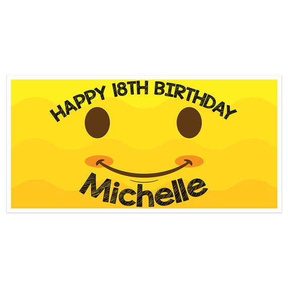 Emoji Birthday Banner Personalized Party Backdrop Decoration