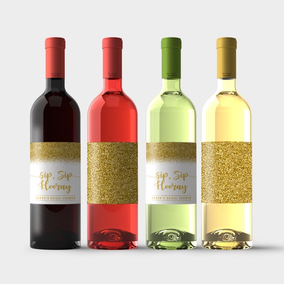 Sip Sip Hooray Bridal Shower Personalized Wine Bottle Labels Etsy