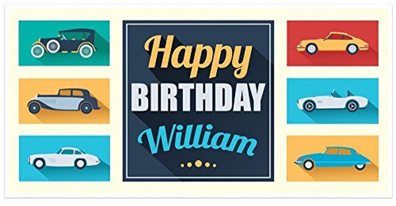 Classic Car Birthday Banner Personalized Decoration Backdrop