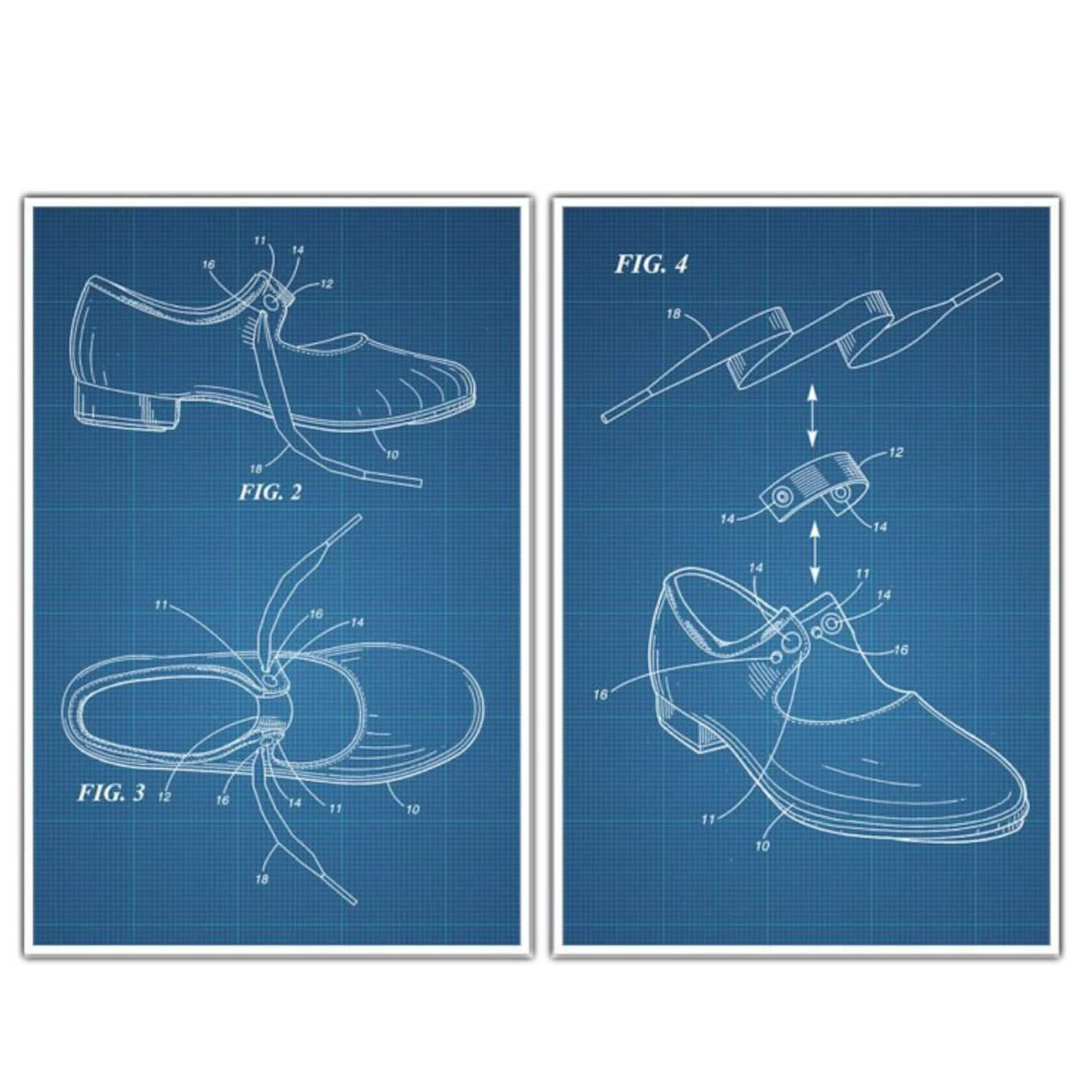 ballet tap shoes patent print posters – set of 2