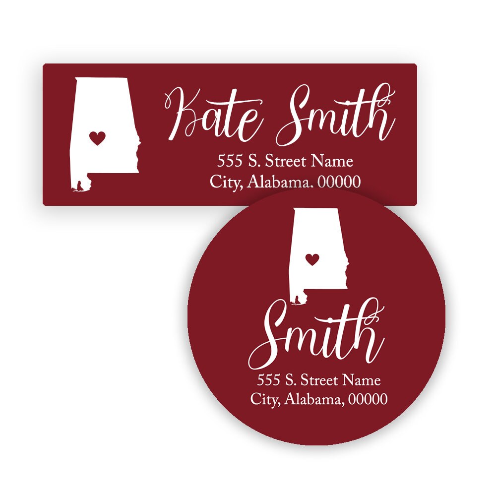 Alabama Return Address Label Custom Stickers Etsy