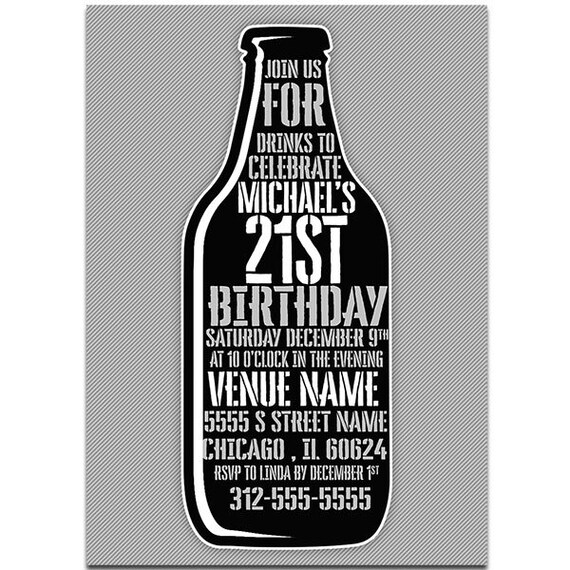 Black And White Happy 21st Birthday Party Invitations | Etsy