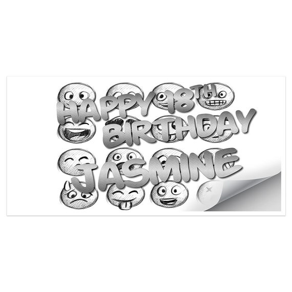 Emoji Birthday Banner Personalized Party Backdrop Decoration