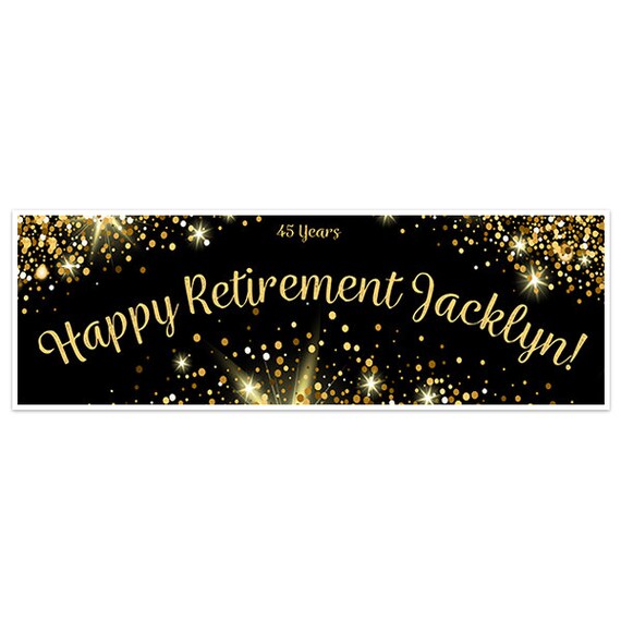 Black And Gold Retirement Personalized Banner Etsy