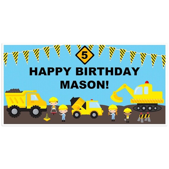 Under Construction Zone Birthday Banner Personalized Party Etsy