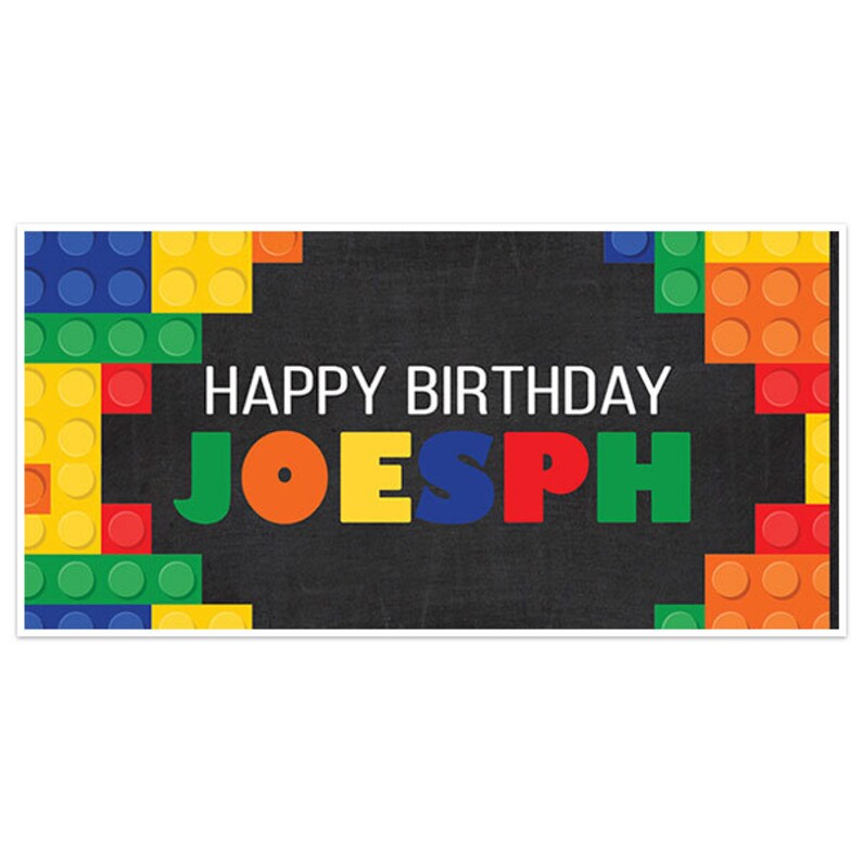Building Blocks And Chalkboard Birthday Banner Party Decoration Backdrop