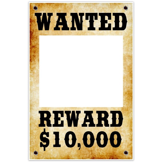 Wanted Reward Selfie Frame Photo Booth Prop Poster Etsy