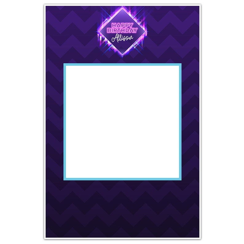 Purple Glowing Diamond Selfie Frame Photo Prop Poster